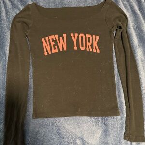Black Brandy Melville Long Sleeve 'New York' Top